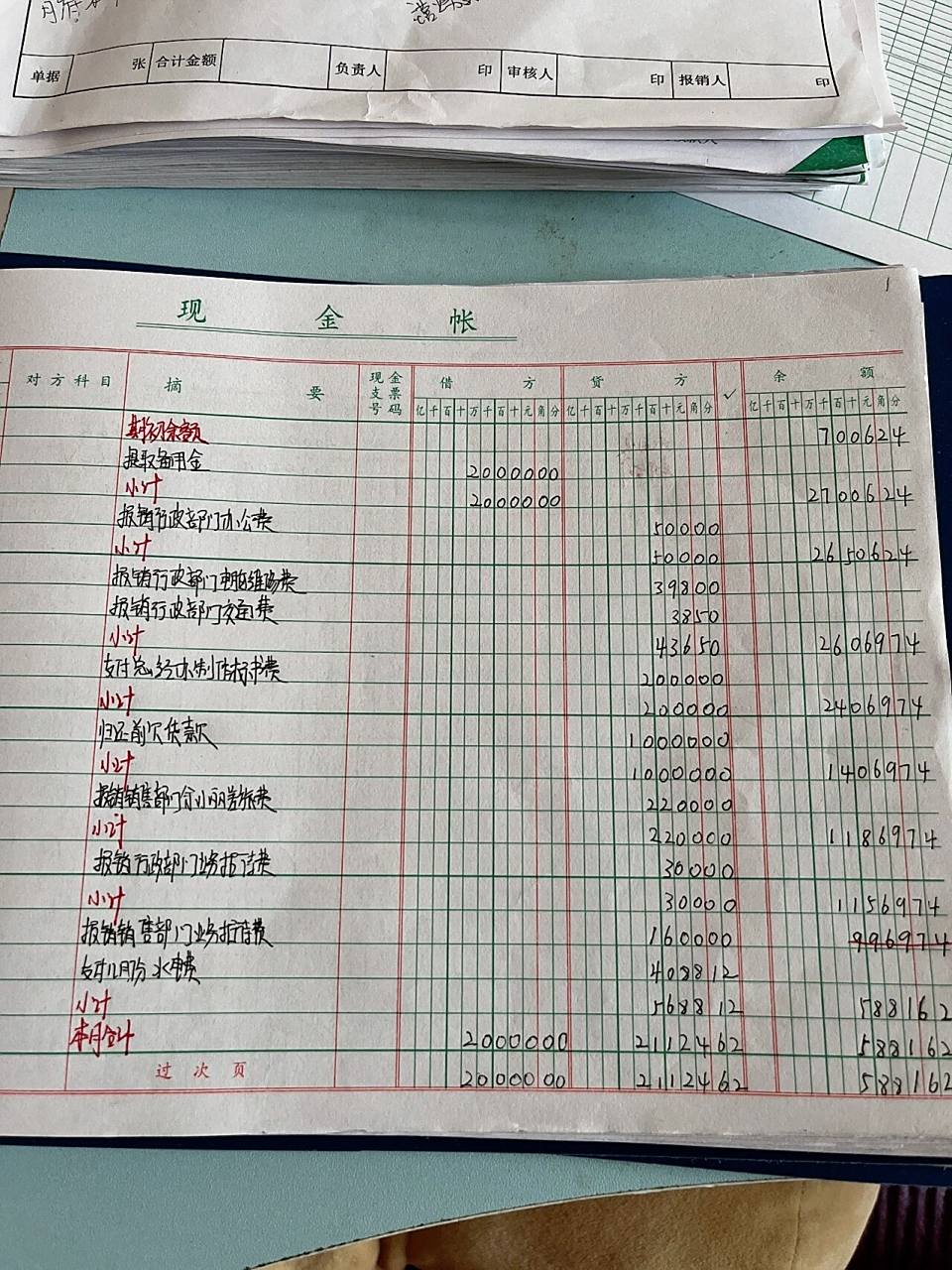 库存现金登记账簿,本年合计怎么写啊