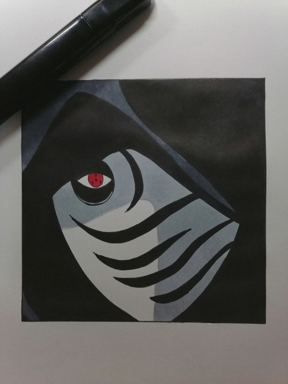 虎纹面具带图教程 #火影忍者# #手绘教程# #带土