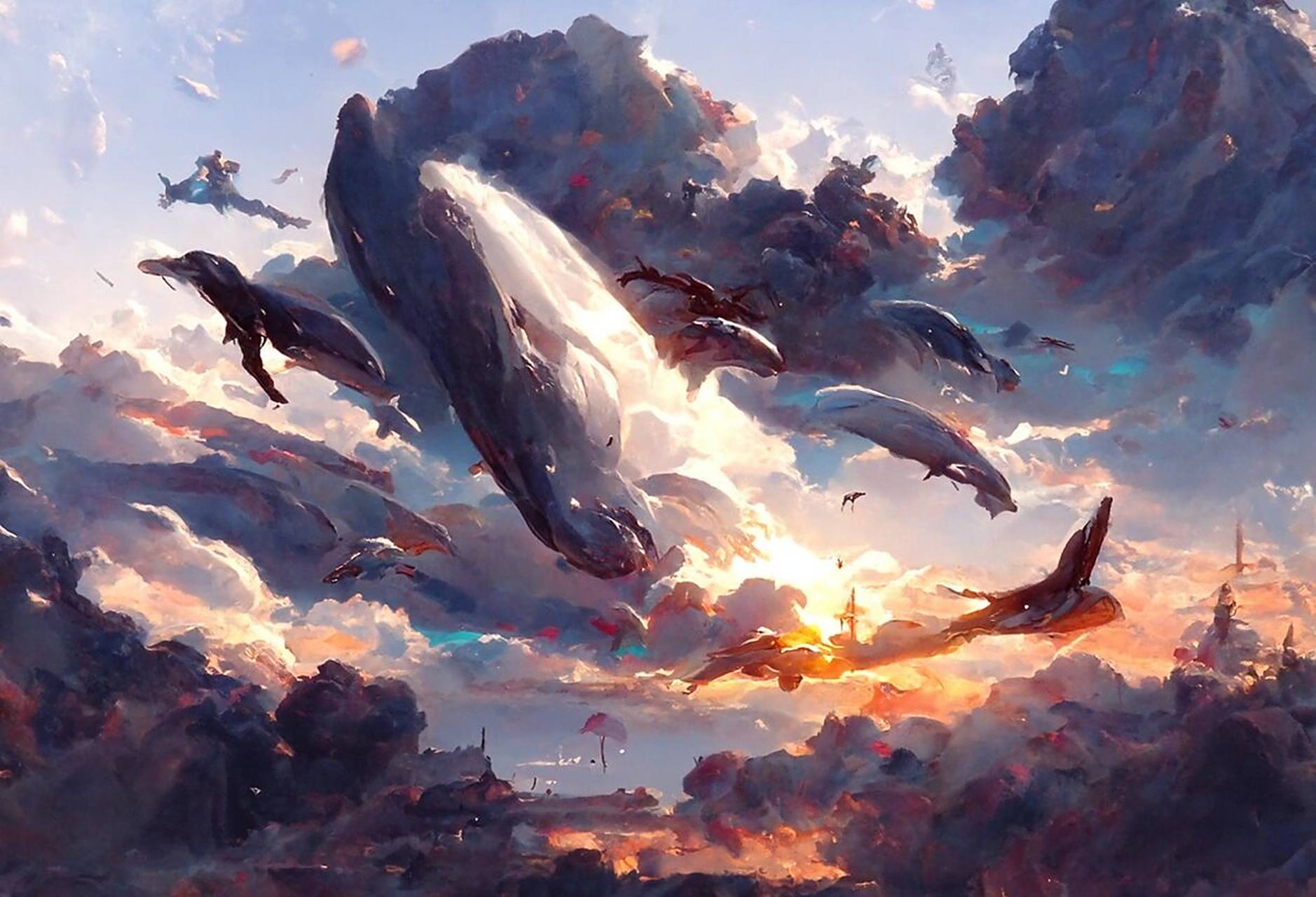 10分钟学绘画 | 一鲸落 万物生 一鲸落,万物生 - 绘画工具:disco