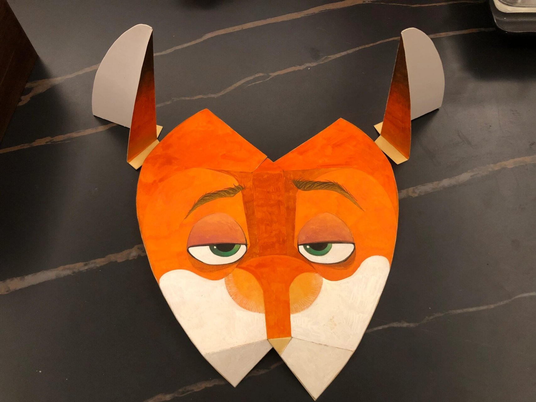 幼儿园活动头饰卷起来(附图稿) 给儿子自制的狐狸头饰,老公设计制作