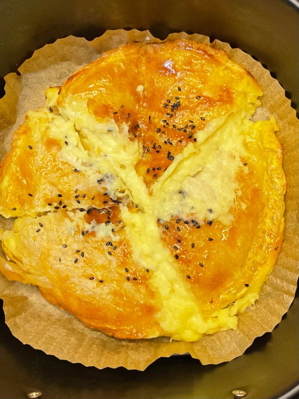 爆浆芝士榴莲饼91怎么会爆成这样呢7515 挑战空气炸锅100天不重