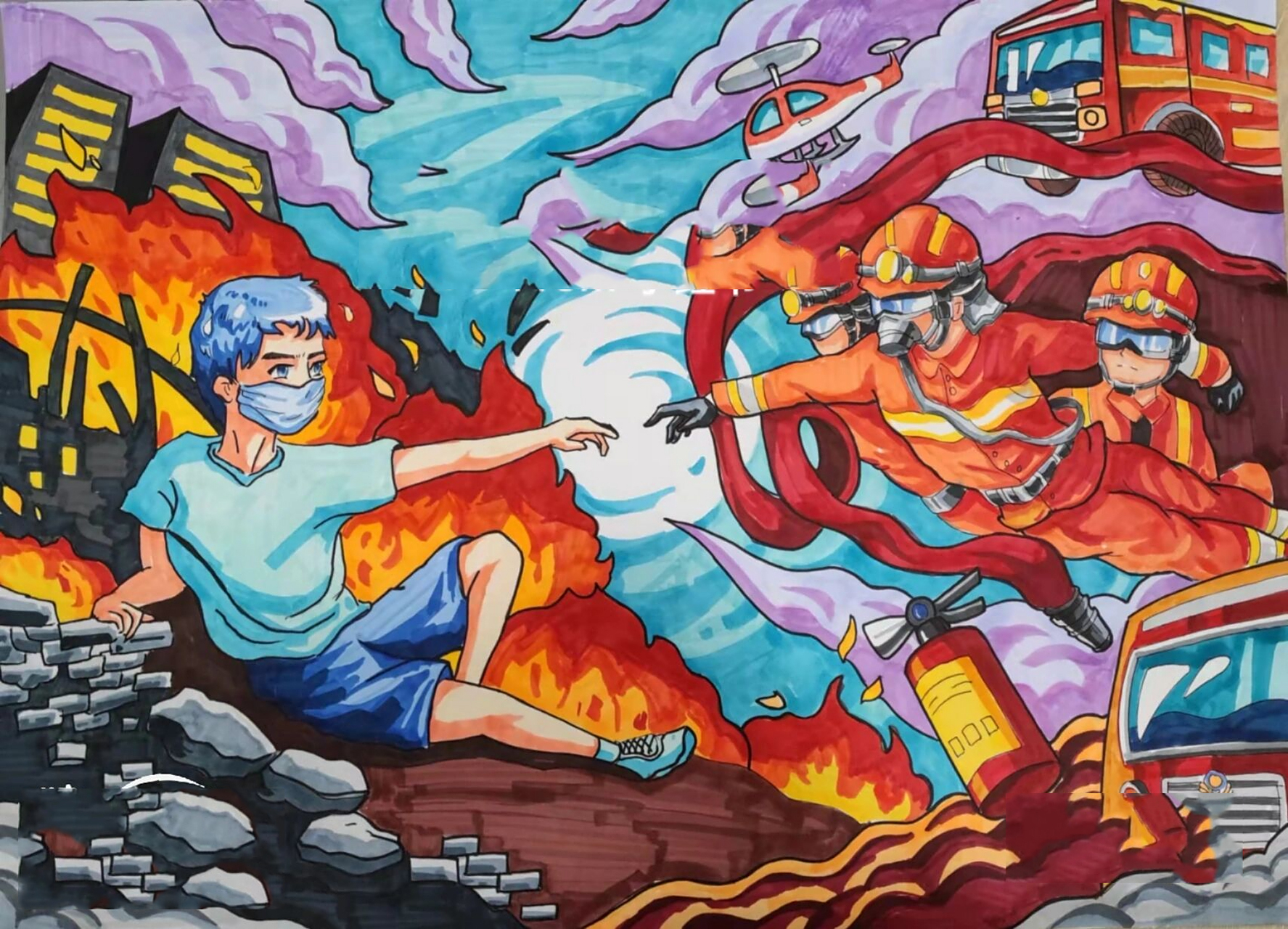 消防安全绘画比赛 | 艺术节比赛 来自小学高段的学生参赛作品 ,已经