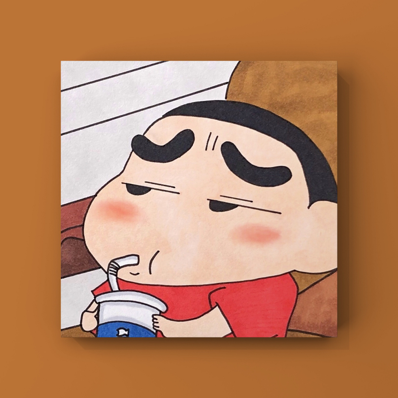 马克笔手绘|蜡笔小新头像(附线稿色号) 涂上腮红cool guy忽然娇羞