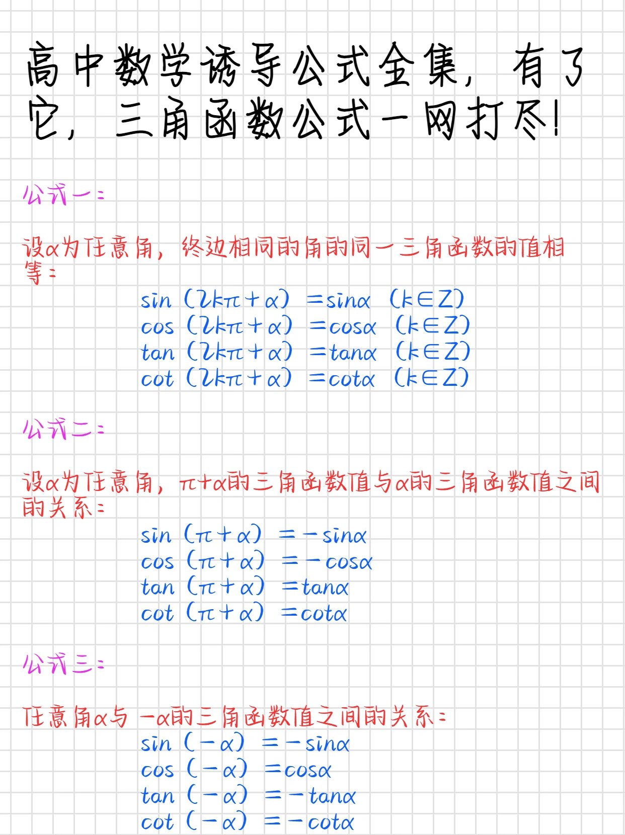 诱导公式加图图片