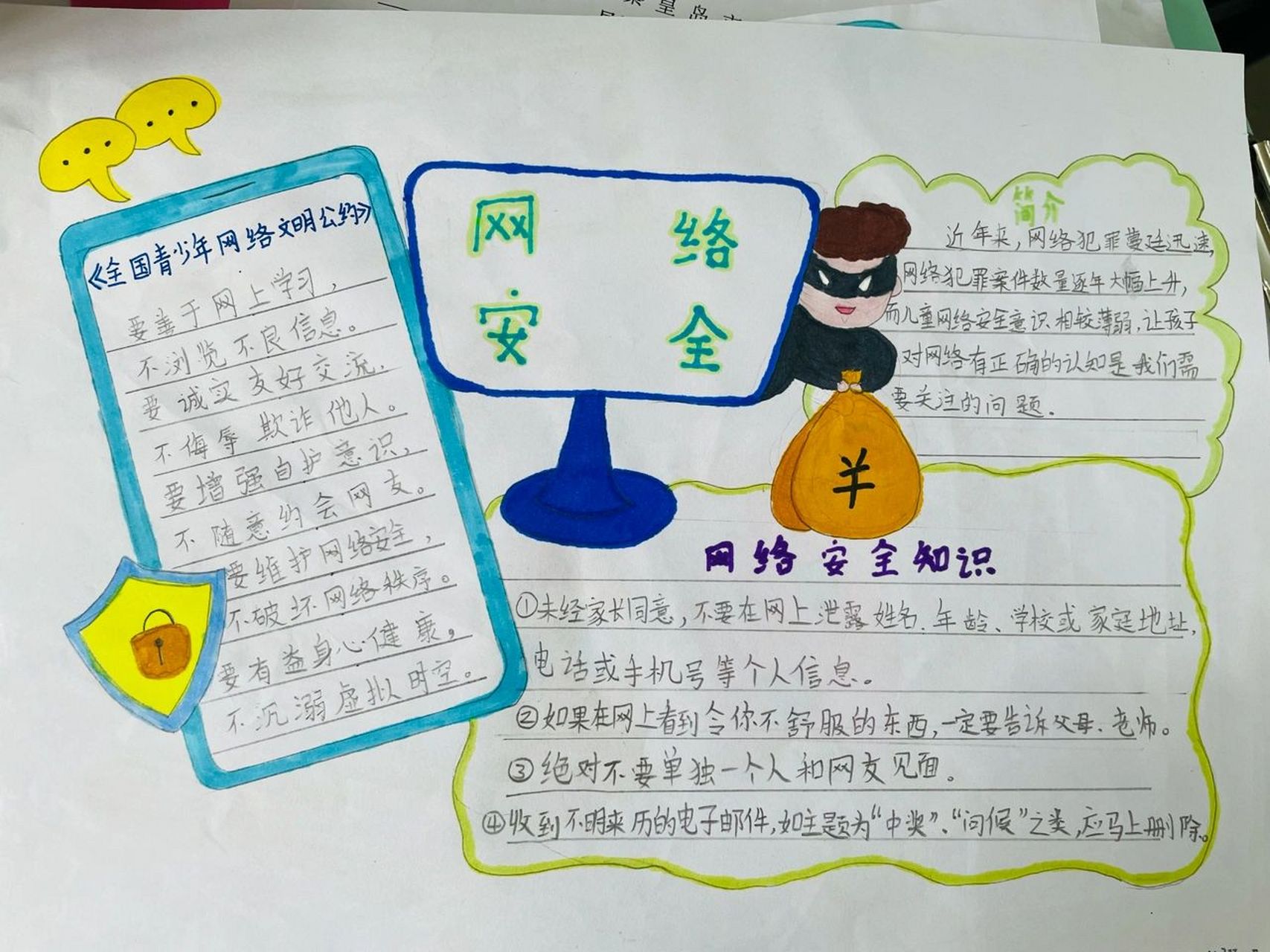 网络安全 文明上网手抄报