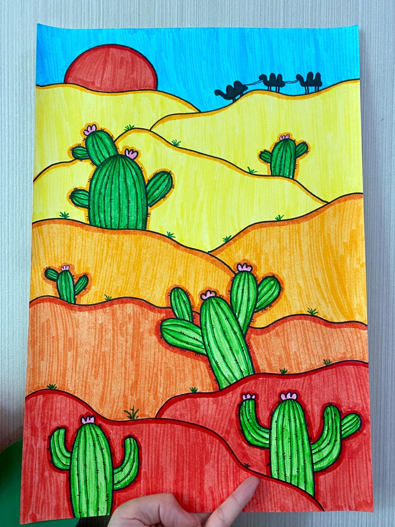 儿童画——沙漠