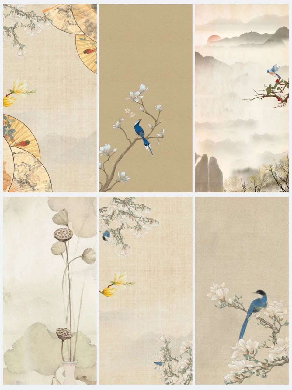 中国风97 国画|工笔画花鸟海报背景素材 工笔画是国画的种画法,与