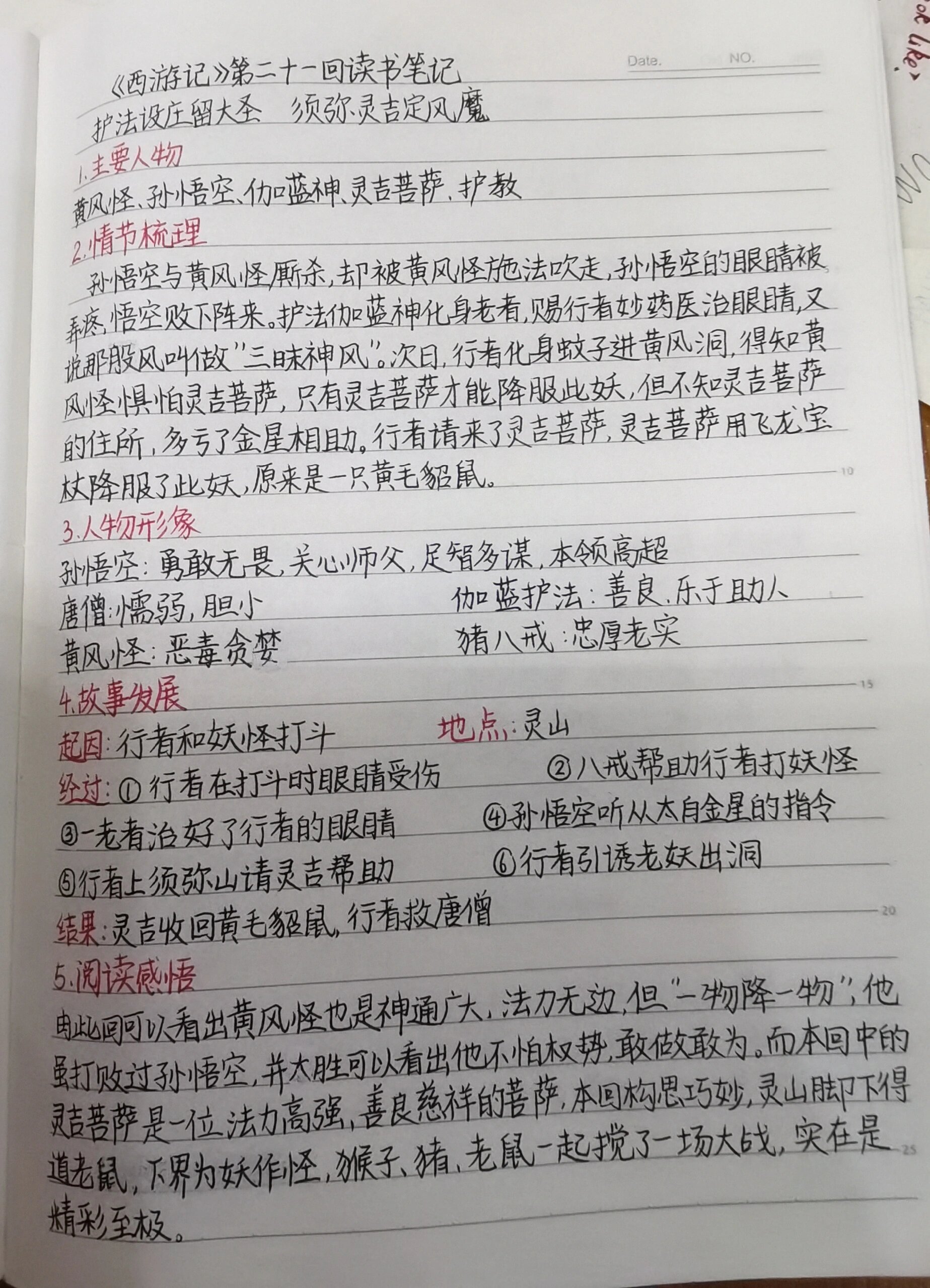 西游记整理笔记图片