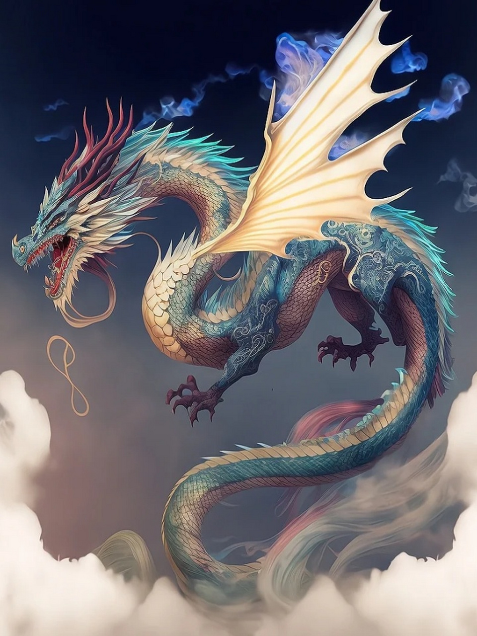 应龙图片 《山海经》神兽之-应龙,是唯一长翅膀的中国龙.