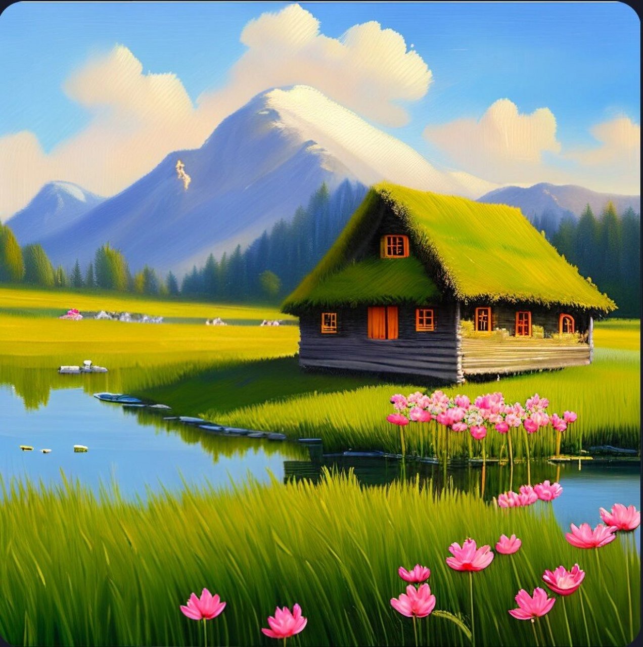 乡村风景 温馨的茅草屋