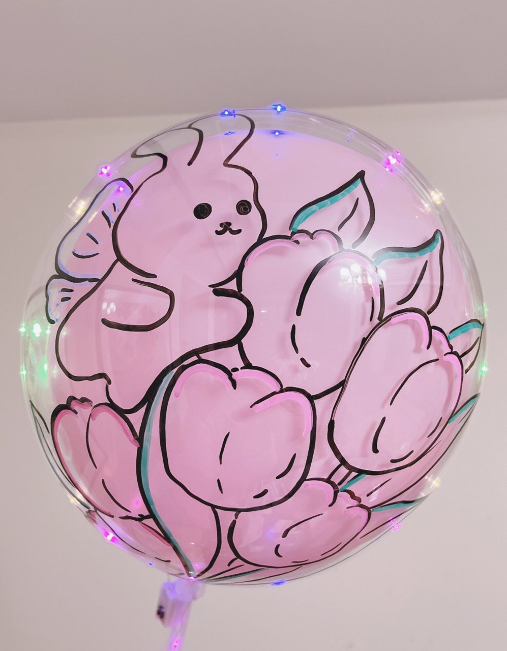 手绘兔年波波球 可爱兔波波球,乳胶球造型时间太短暂,尝试了手绘波波