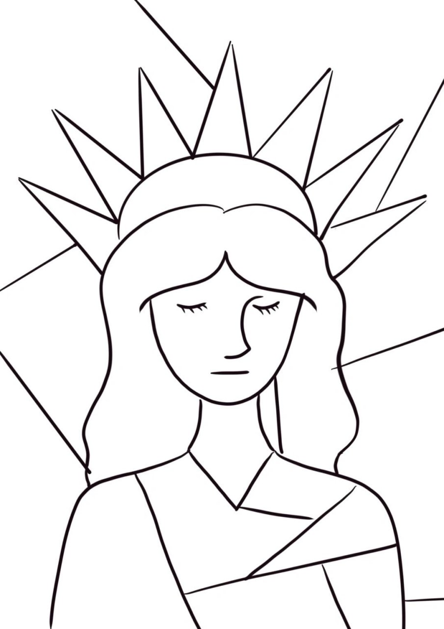 儿童画 线描《自由女神》