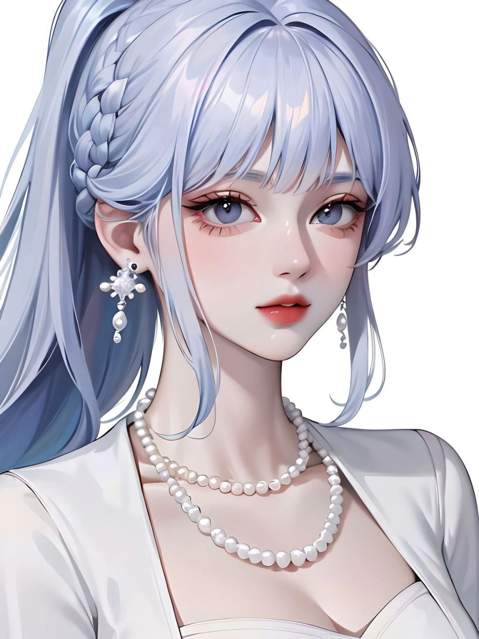 戴珍珠耳环的蓝发少女|女生头像 珍珠绝绝子,新手入坑,如果你也喜欢