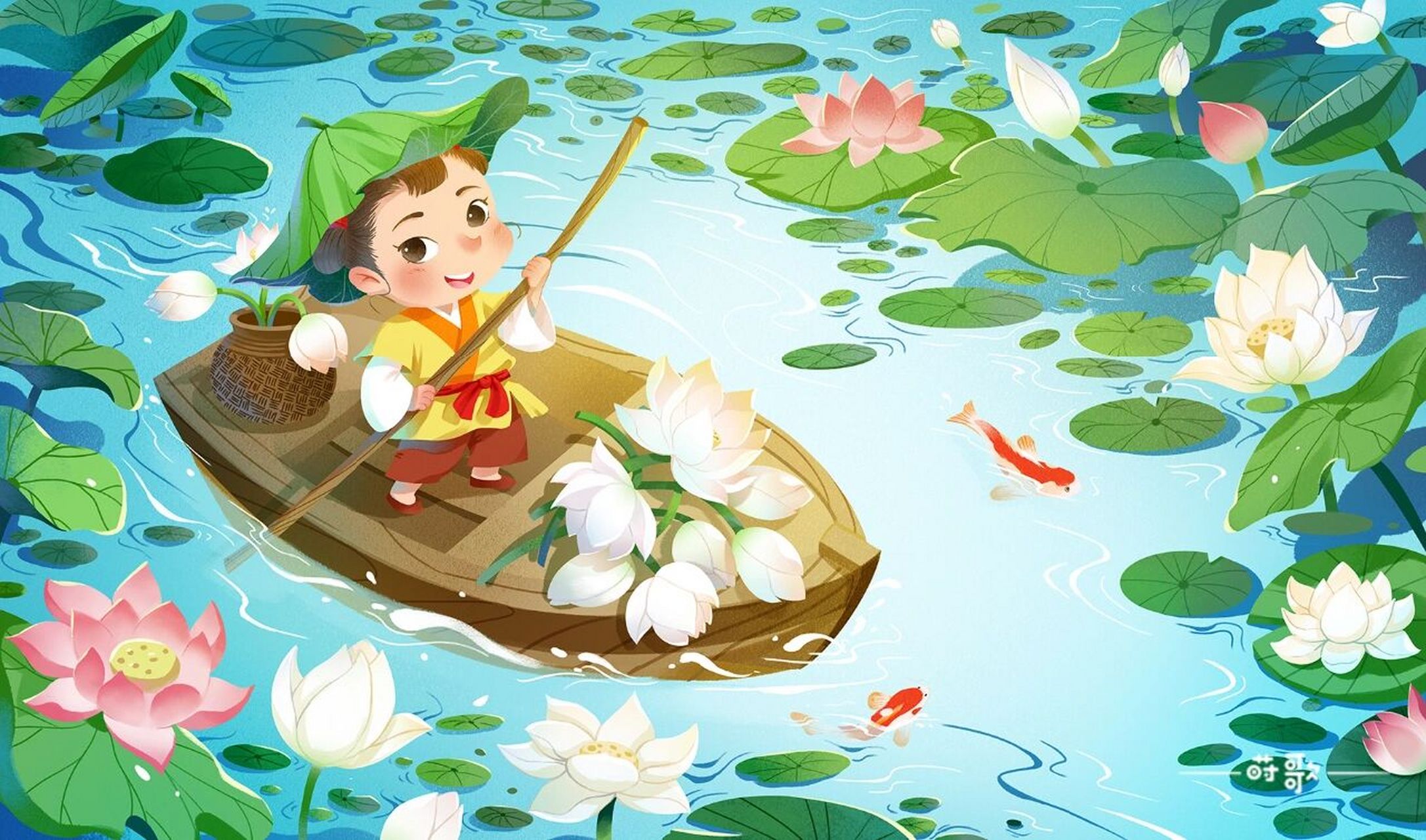 古诗绘本 池上 更新一些很早以前画的绘本稿子吧