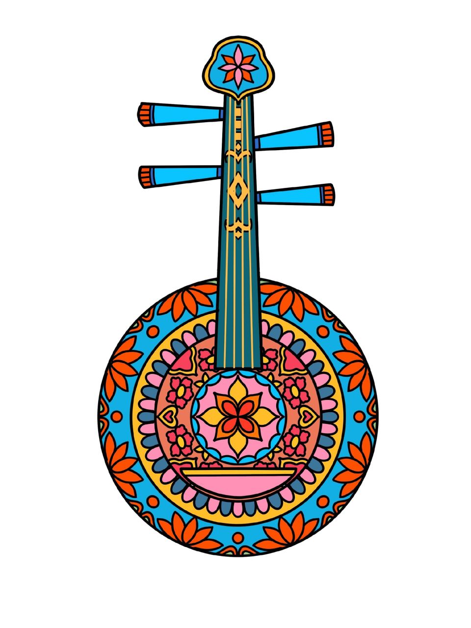 儿童画/《月琴》/儿童创意美术 画种:儿童画 年龄:5~8岁儿童 材料:用