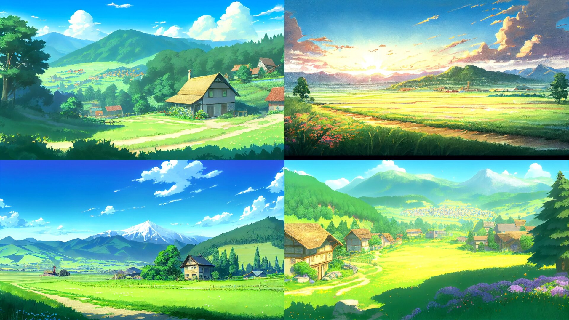 艺术插画|唯美乡间田野风景插画