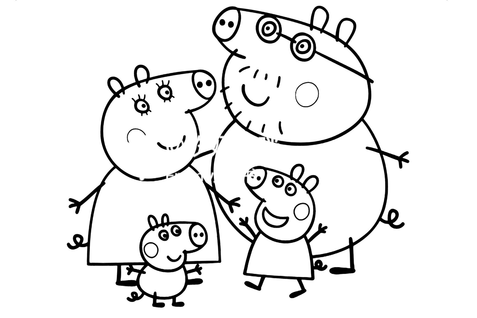 小猪佩奇绘画线稿|简笔画|可打印涂色