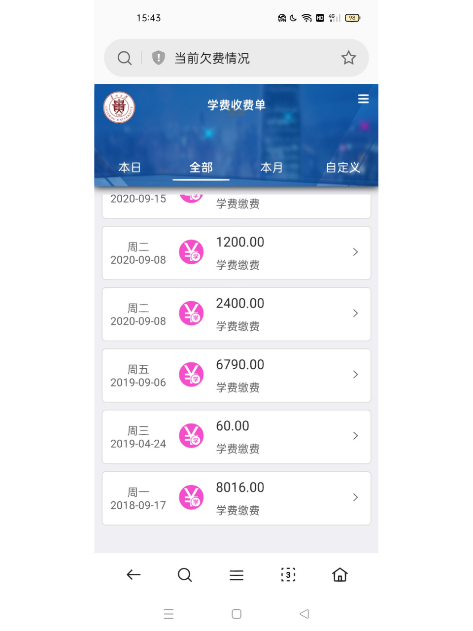 挑战普通本科最贵学费/截止目前缴费32056元 本人就读于贵州大学,学校