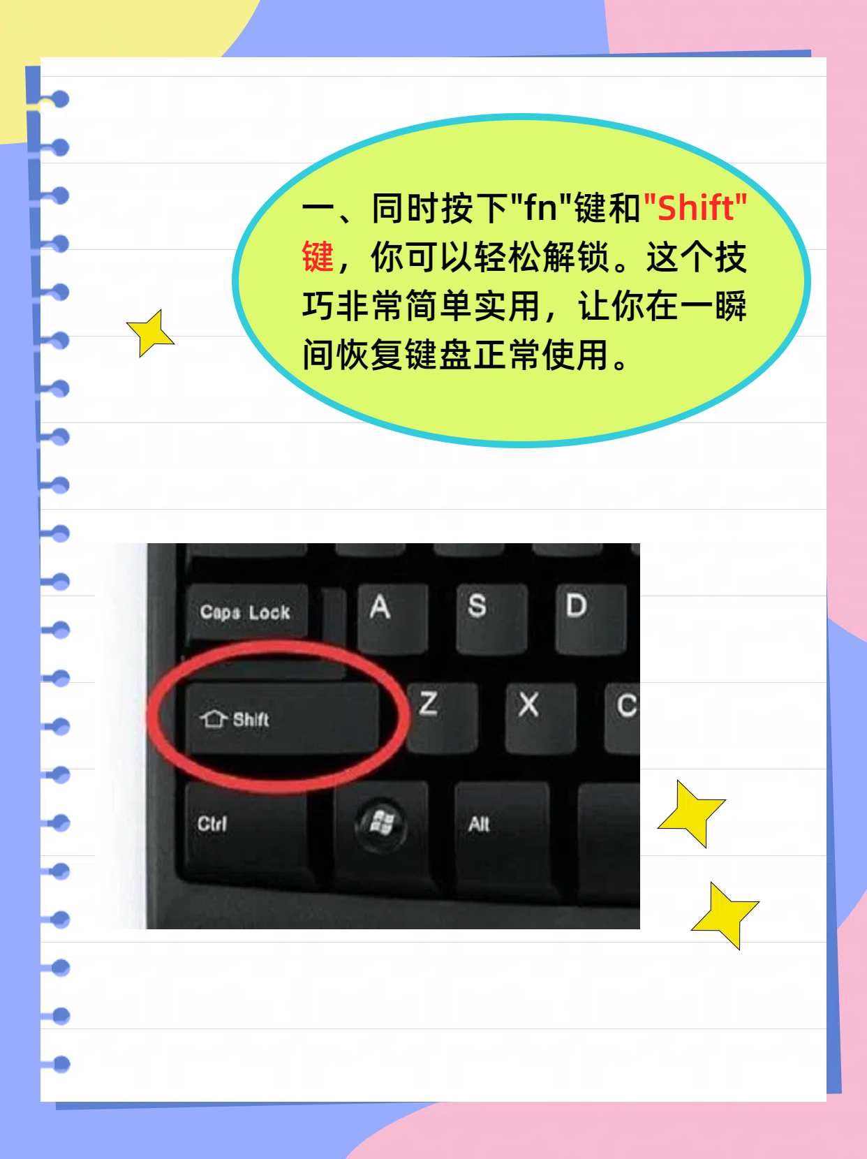 键盘锁住了fn和什么键 大家好!