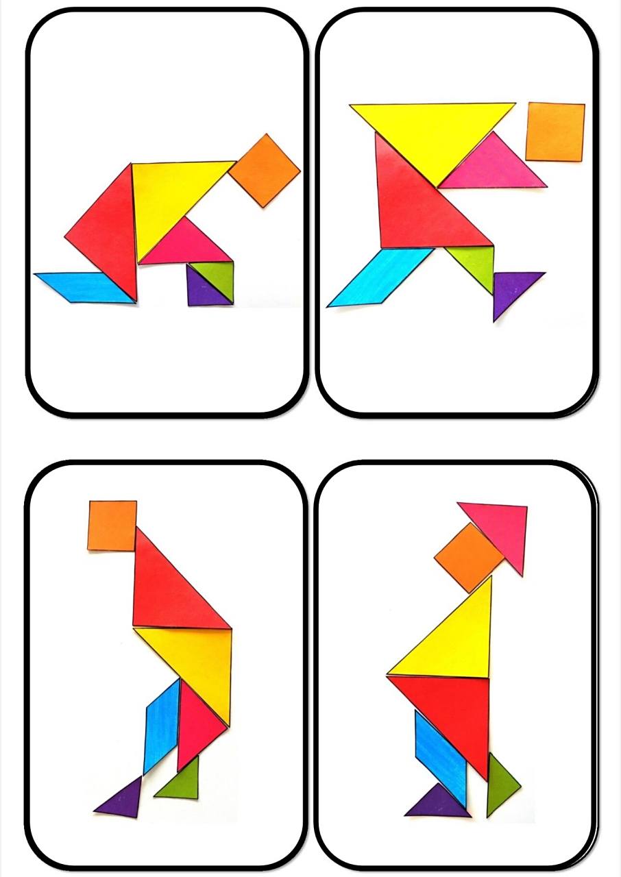 七巧板人体形态趣味拼拼乐 电子素材可以直接打印裁剪过塑,可以让幼儿