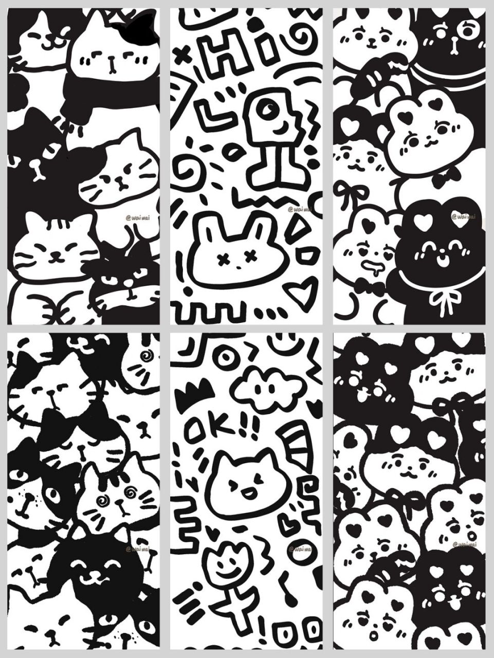 原创壁纸|黑白涂鸦|满屏涂鸦 78黑白满屏可爱涂鸦 78原创壁纸92