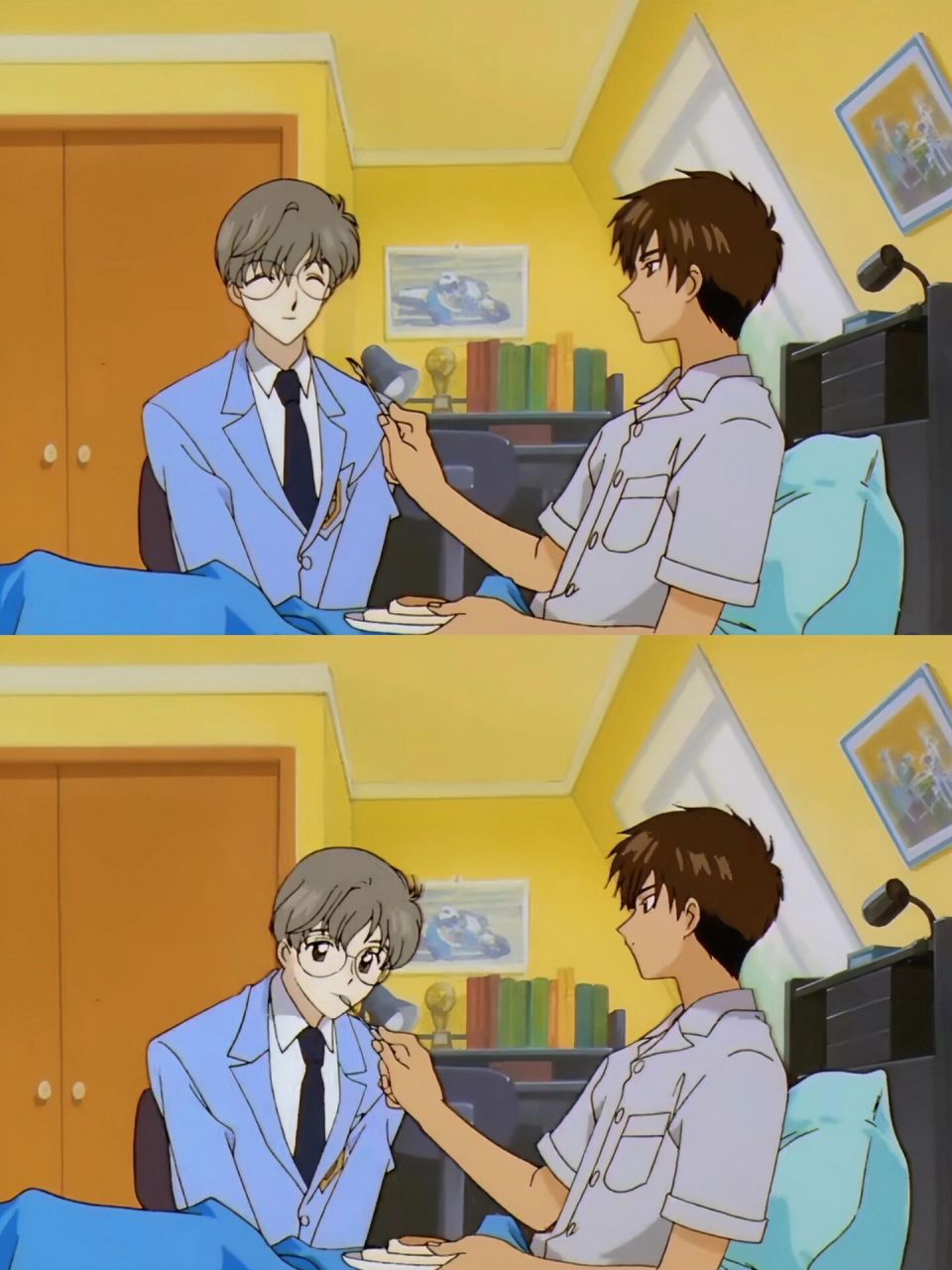 桃矢和雪兔丨你就宠他吧…… 腿伤了卧床休息也不忘投喂yuki啊,关键你