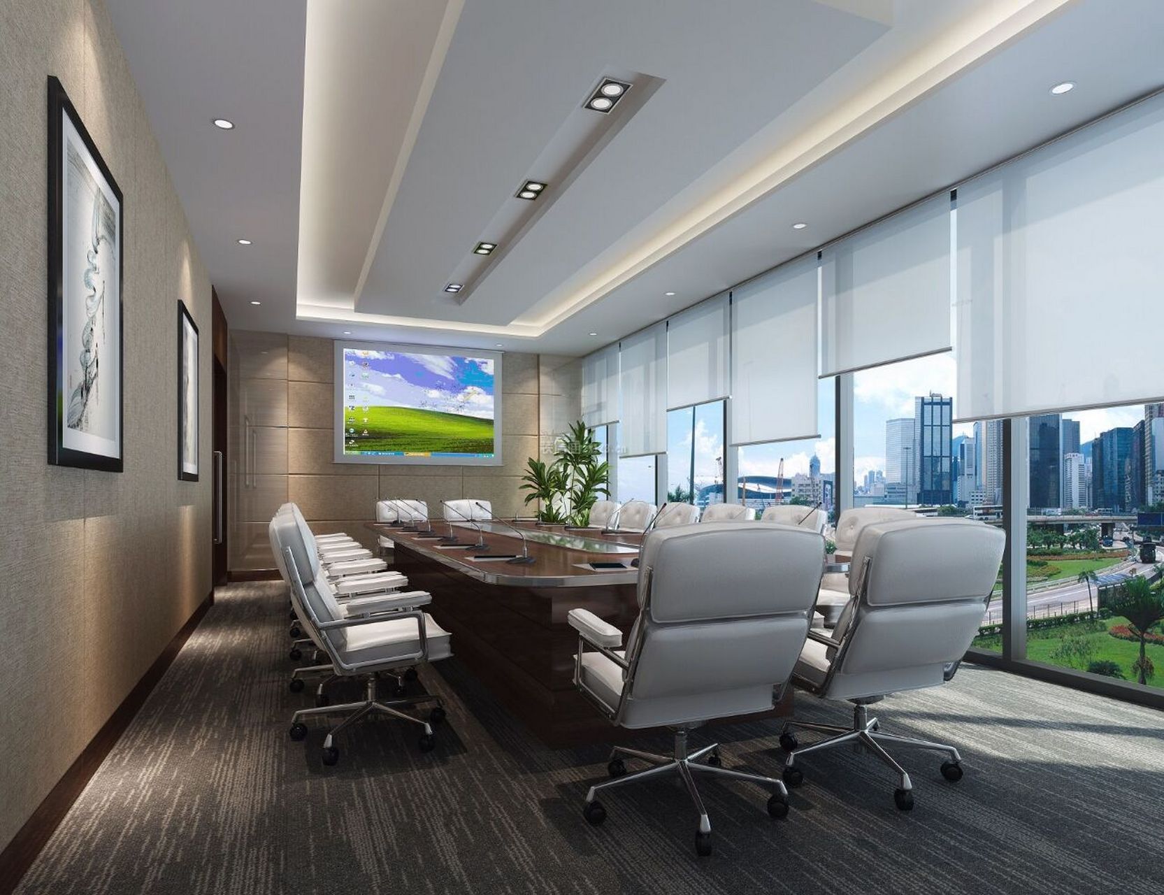 办公室会议室效果图|36套办公室装修案例一 随着现代化多媒体会议在各