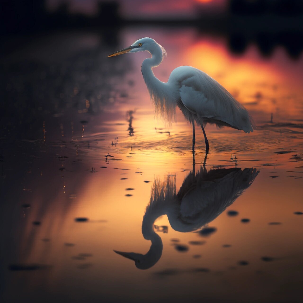 夕阳下的白鹭 最有仙气的鸟类之一吧!