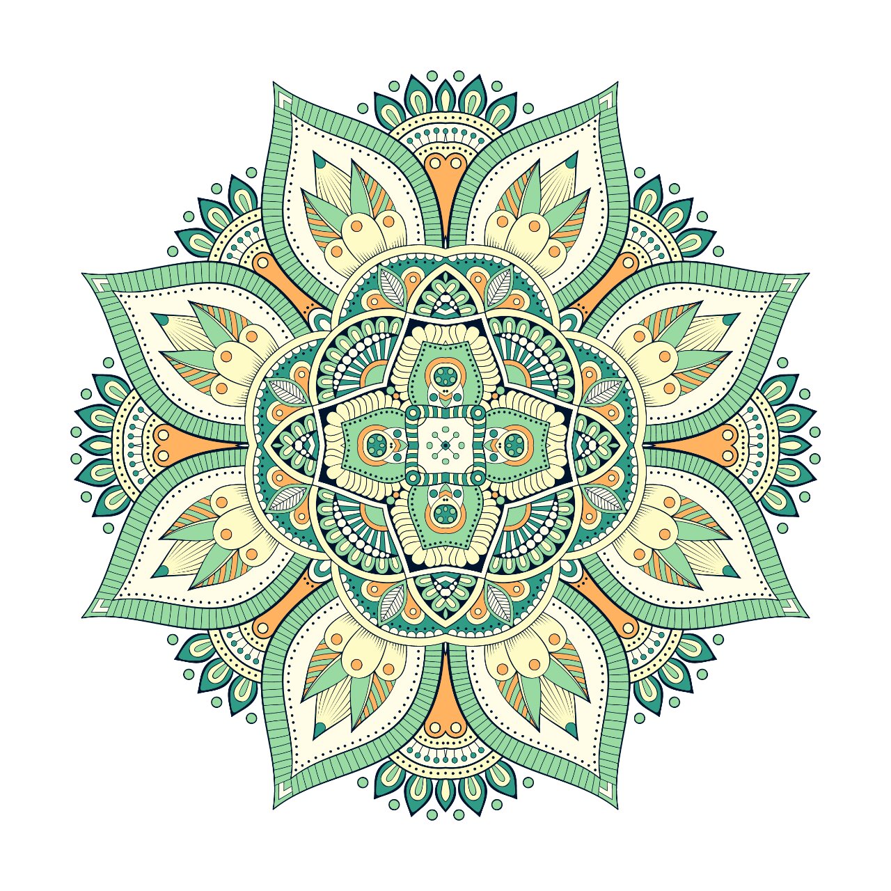 曼陀罗花团花纹图案 104款复古老式古典民族风曼陀罗装饰花纹花团图案