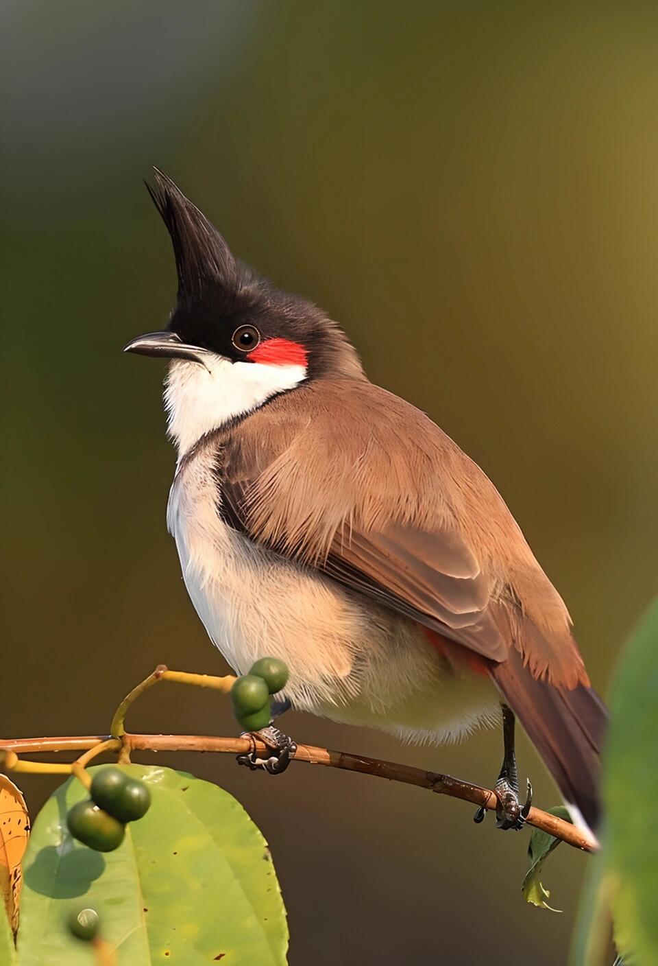 15红耳鹎(学名:pycnonotus jocosus),是雀形目鹎科的一种中小型鸟类
