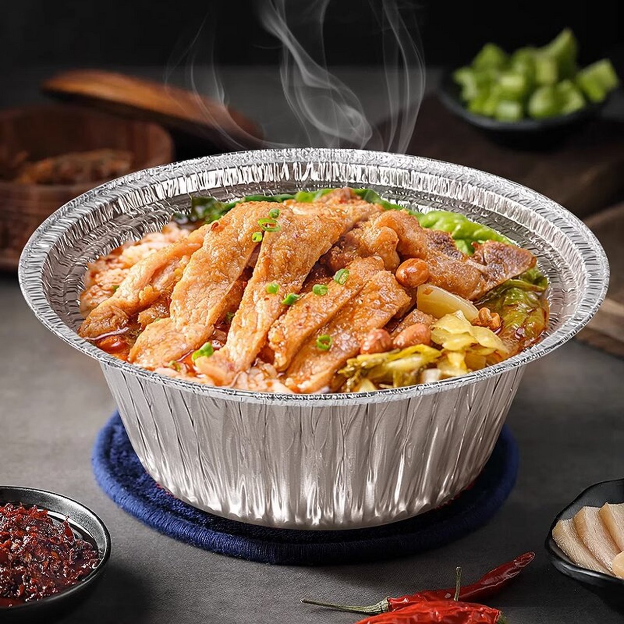 一次性环保餐盒 锡纸外卖煲仔饭打包盒 餐盒保温内胆 花甲粉打包盒