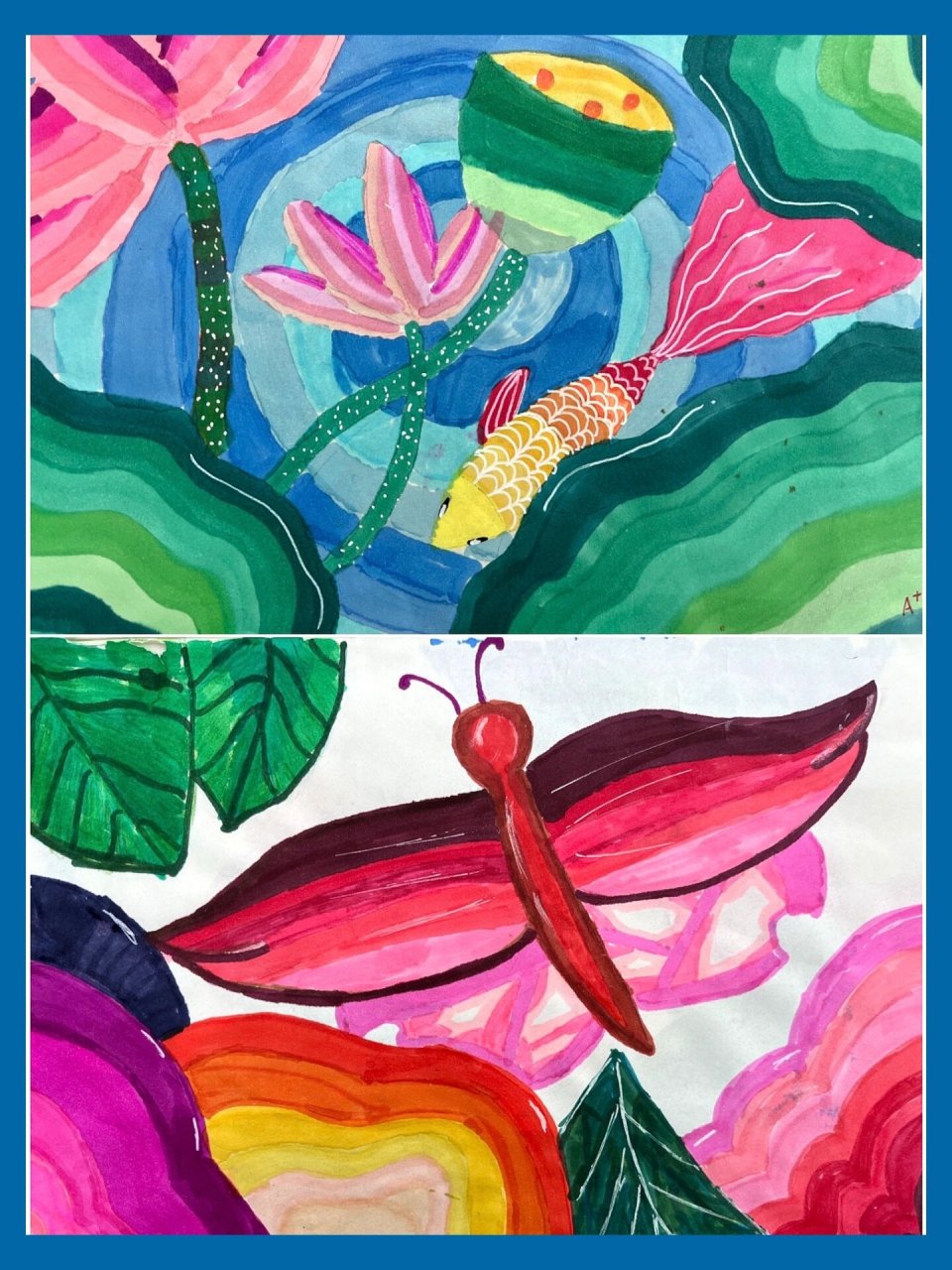 《色彩的明度》学生作品 🔸三年级的时候就简单的教过渐变色,五年级