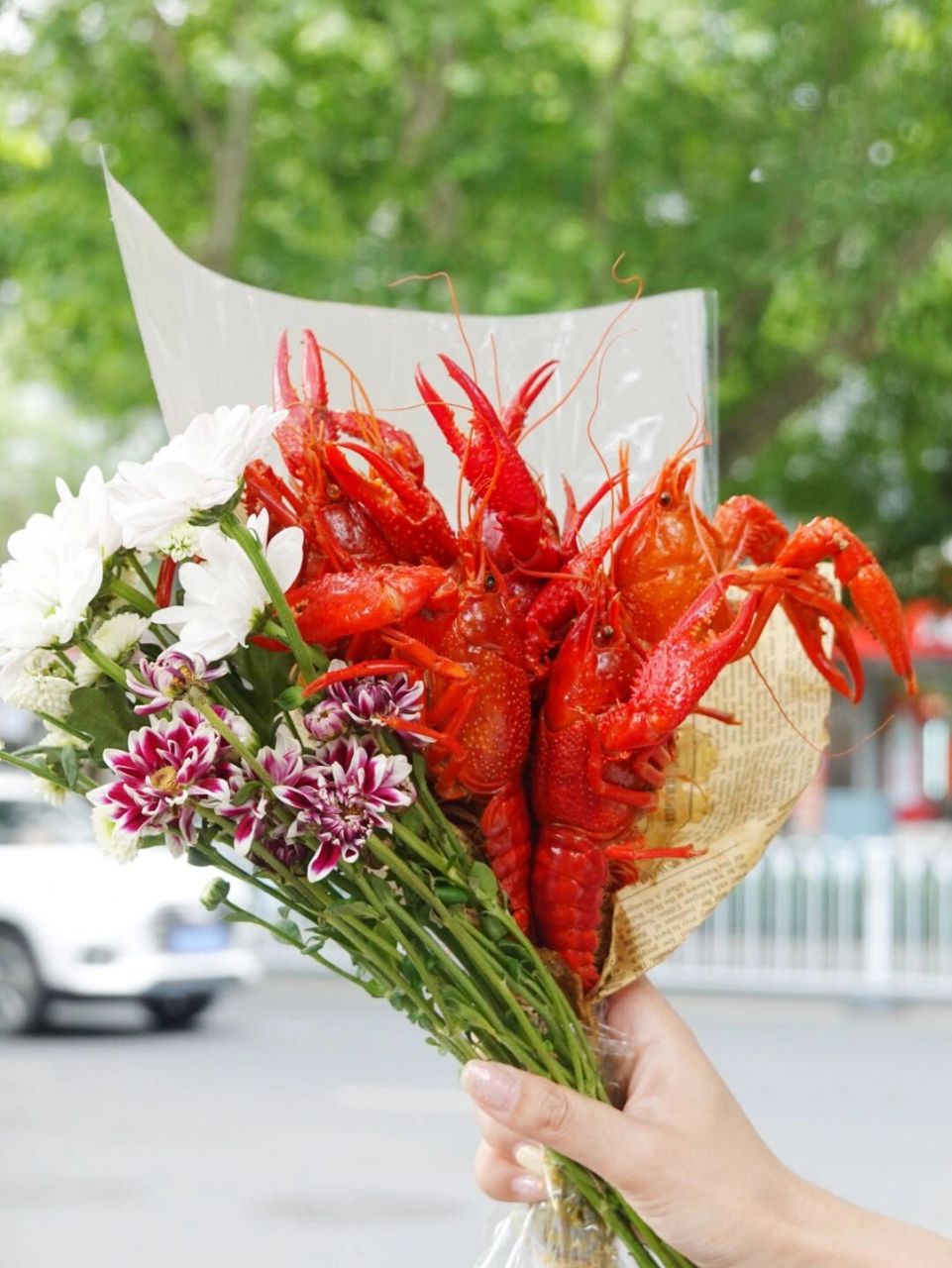 520龙虾花束98轻松拿捏对象 情人节手捧小龙虾花束 你就是这街上最