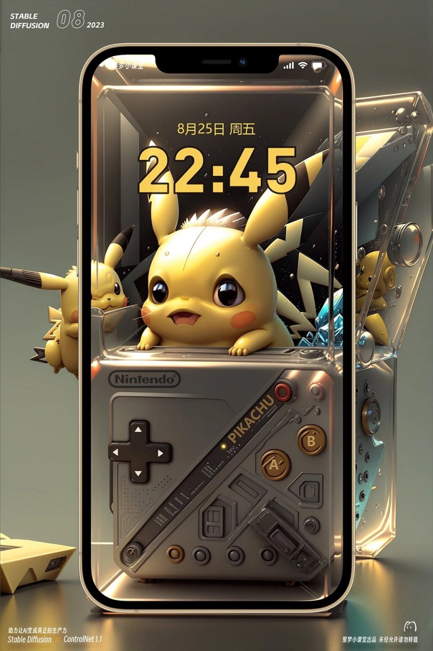 gameboy皮卡丘锁屏壁纸 stablediffusion喂饭级教程!