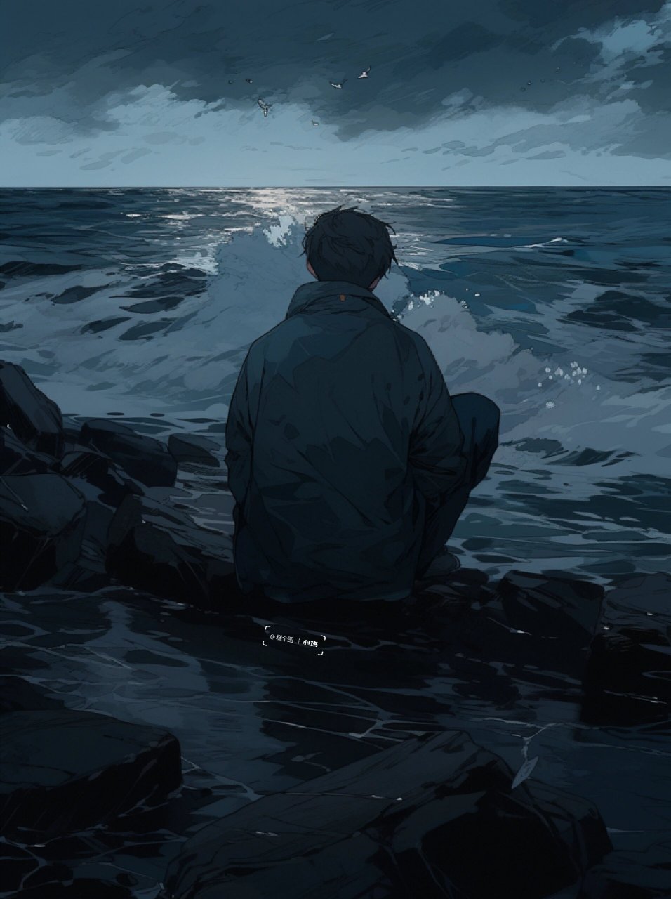 氛围感头像|孤独|一个人在海边