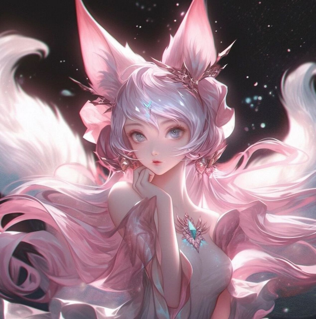 青丘白狐丨光绘风头像,甜美