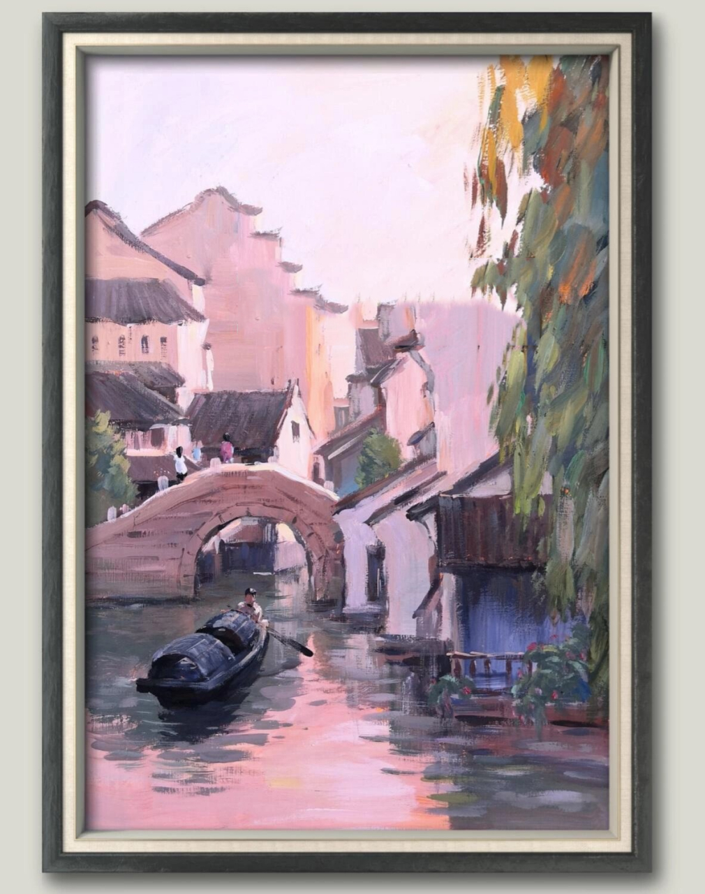 色彩水粉风景,江南水乡写生.附步骤图.