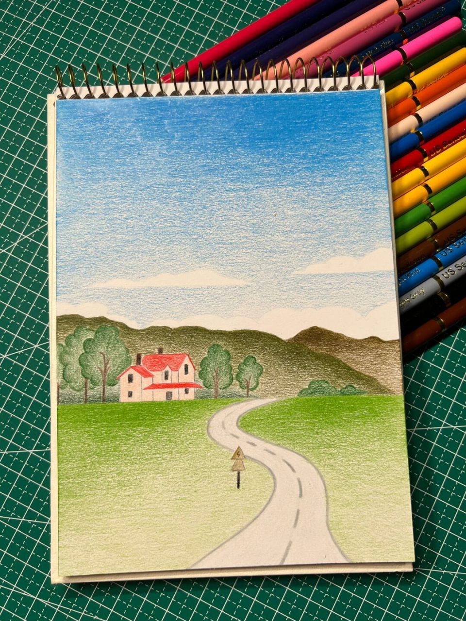 乡间小路绘画简单图片