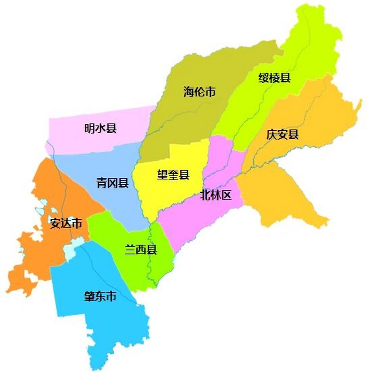 绥化行政区划 绥化市,黑龙江省辖地级市,总面积为35000平方公里,常住