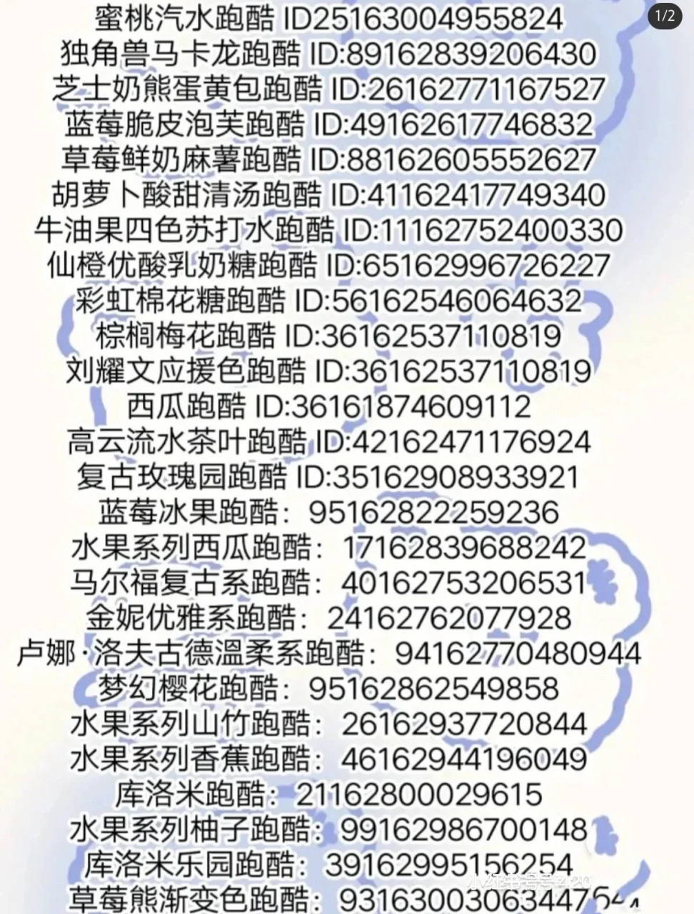 樱校跑酷id号集合(1) 这里有很全的樱校跑酷id哦99