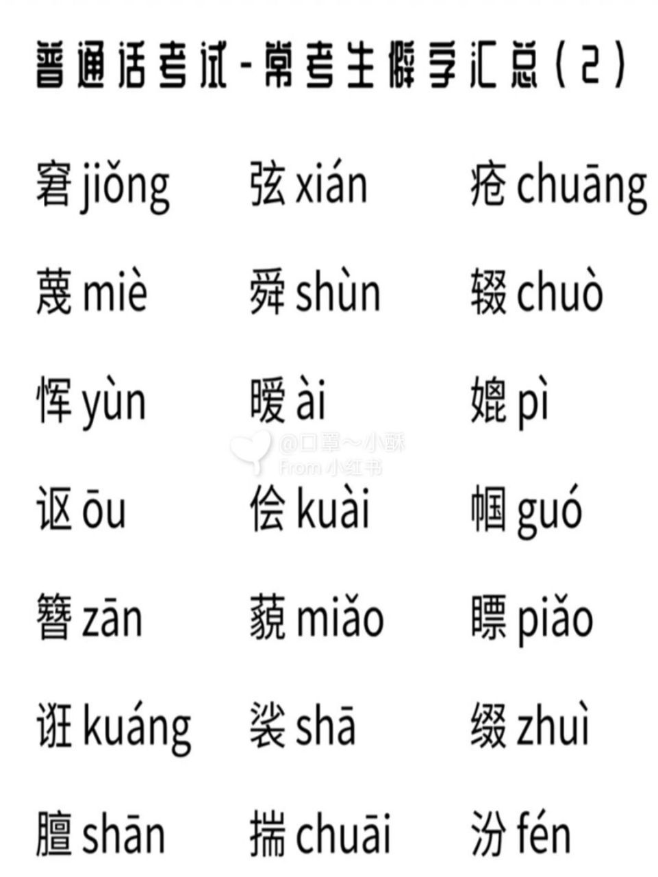 98普通話考試——常見生僻字總彙75(2) 生僻字總彙(2) 覺的有幫助