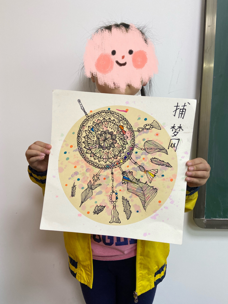 创意美术线描《捕梦网》 捕梦网是北美印第安奥吉布瓦人文化中的一种