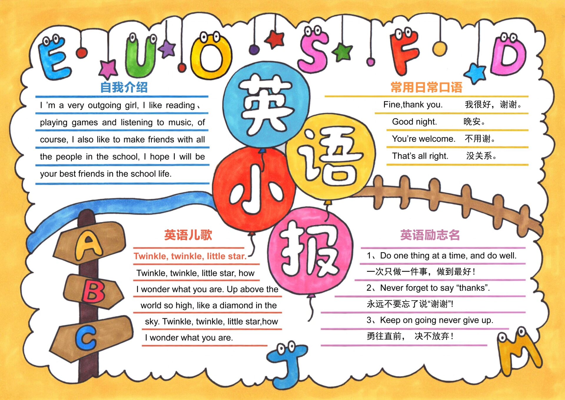 英语手抄报模版