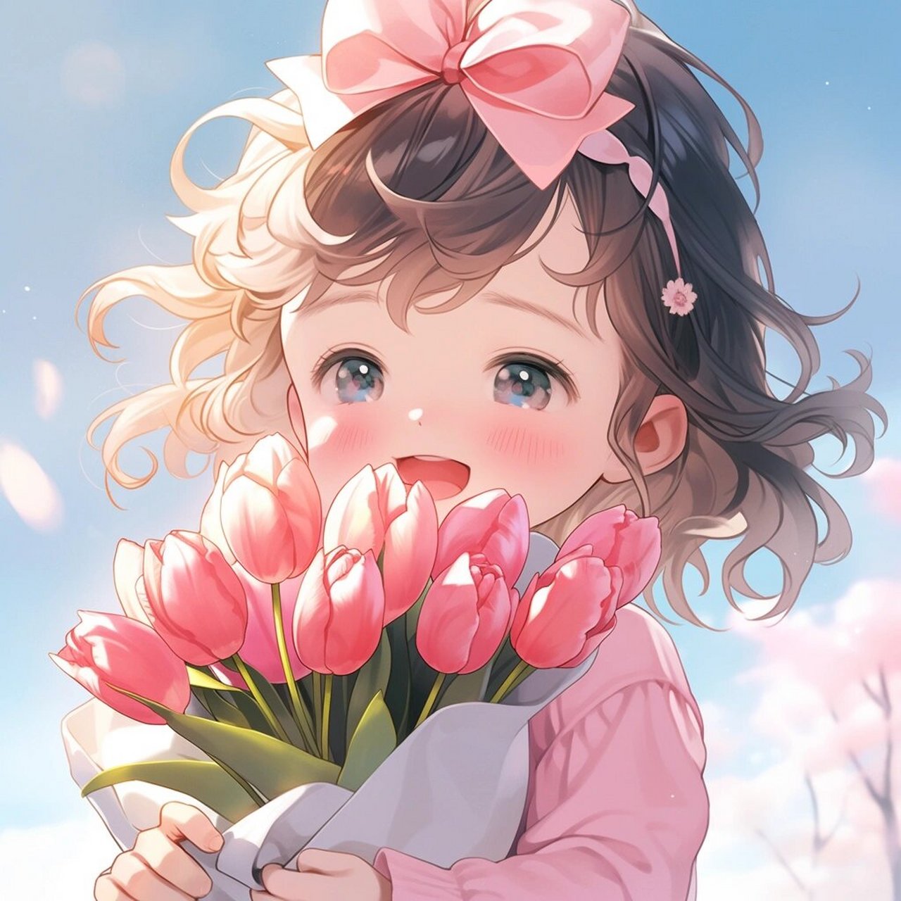 旧漫 | 女生头像 | 女孩手捧花 78心中有爱 05眼里有光 善待生活