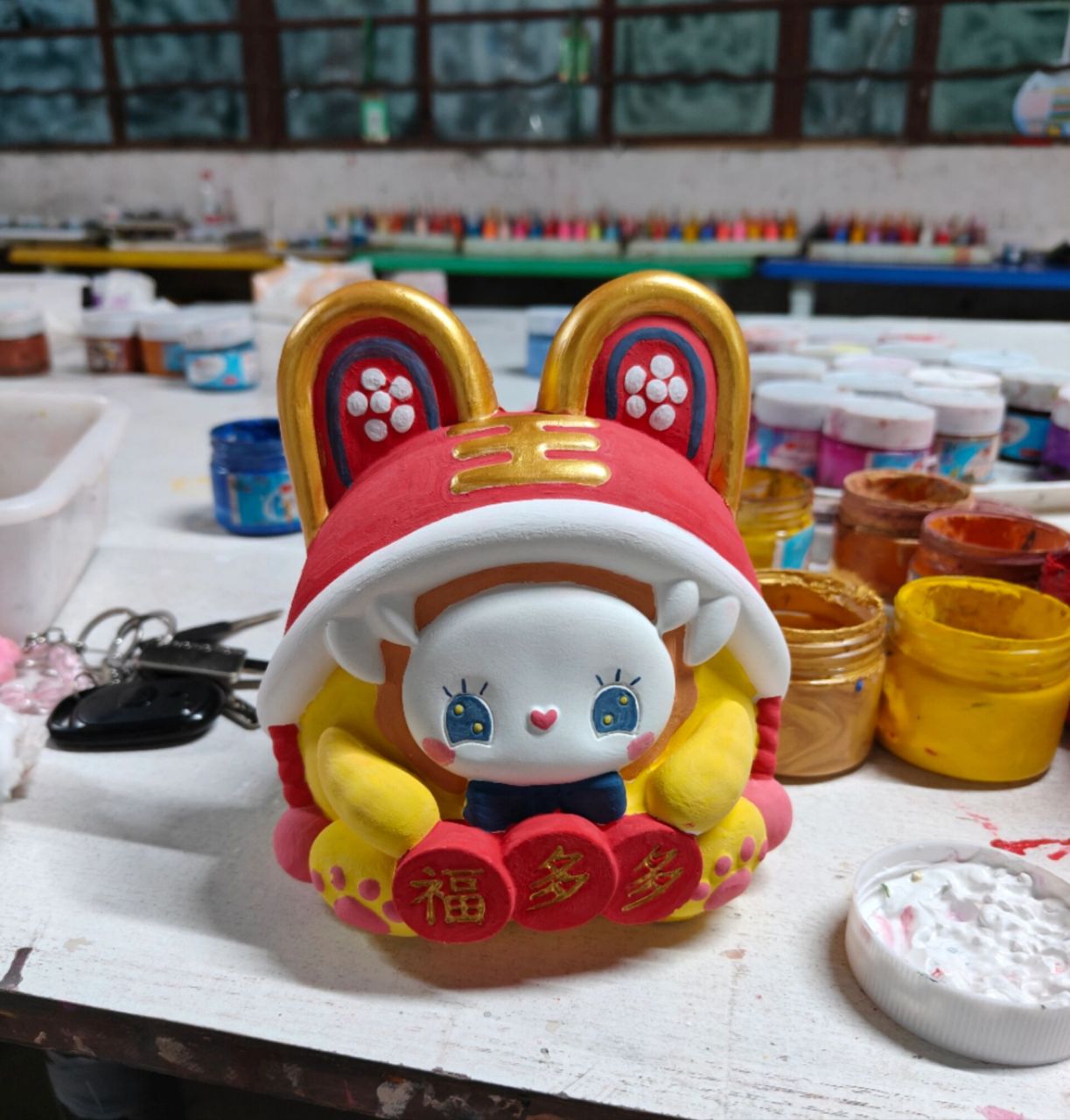 福多多石膏娃娃  埋头干两小时成果