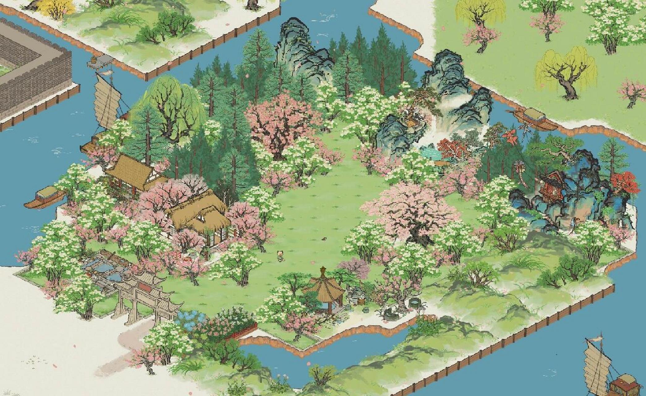 梦里桃花一远山 布局创意自 江南百景图‖扬州府‖桃花坞‖有仙名山