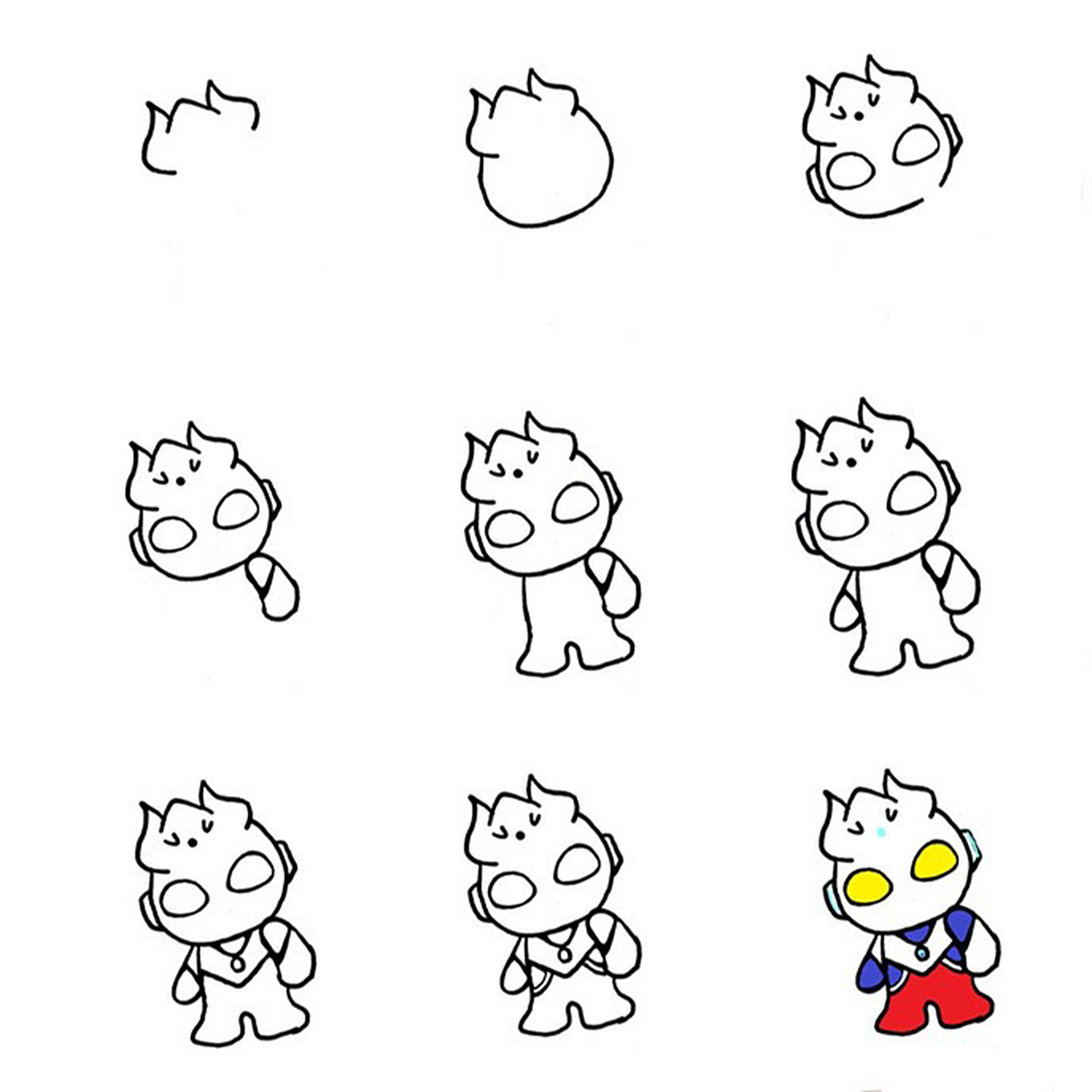 zui简单的97赛罗奥特曼简笔画 05赛罗奥特曼真的超帅的!