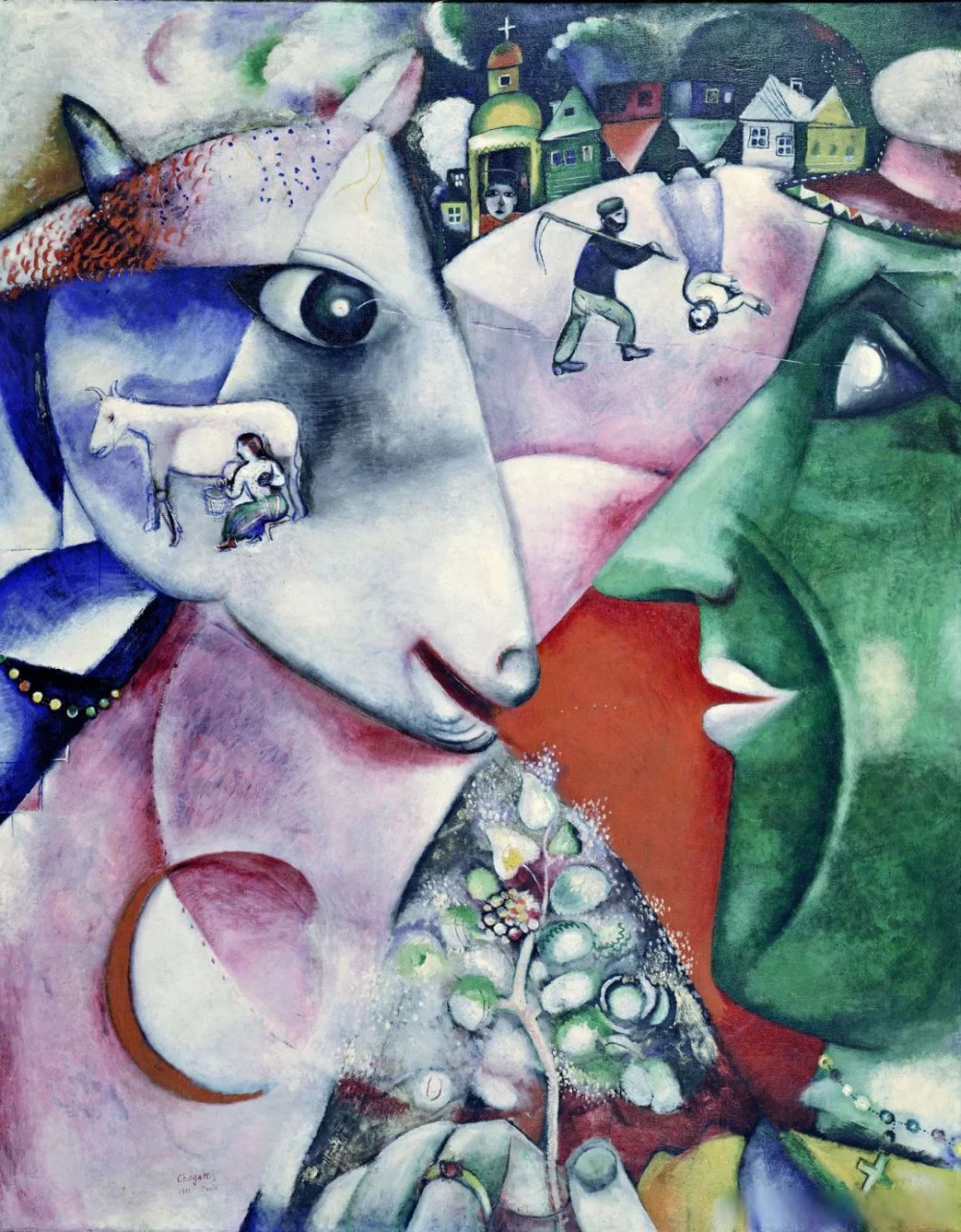 名画|  马克 61 夏加尔《我与村庄》 i and village marc chagall