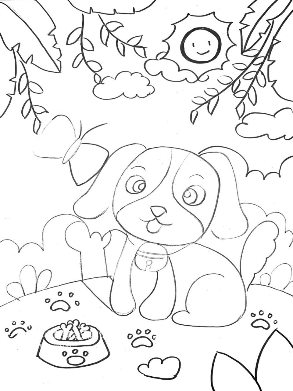 小狗儿童画 #马克笔# #卡通画# #儿童画# #狗狗儿童画# #小狗主题画