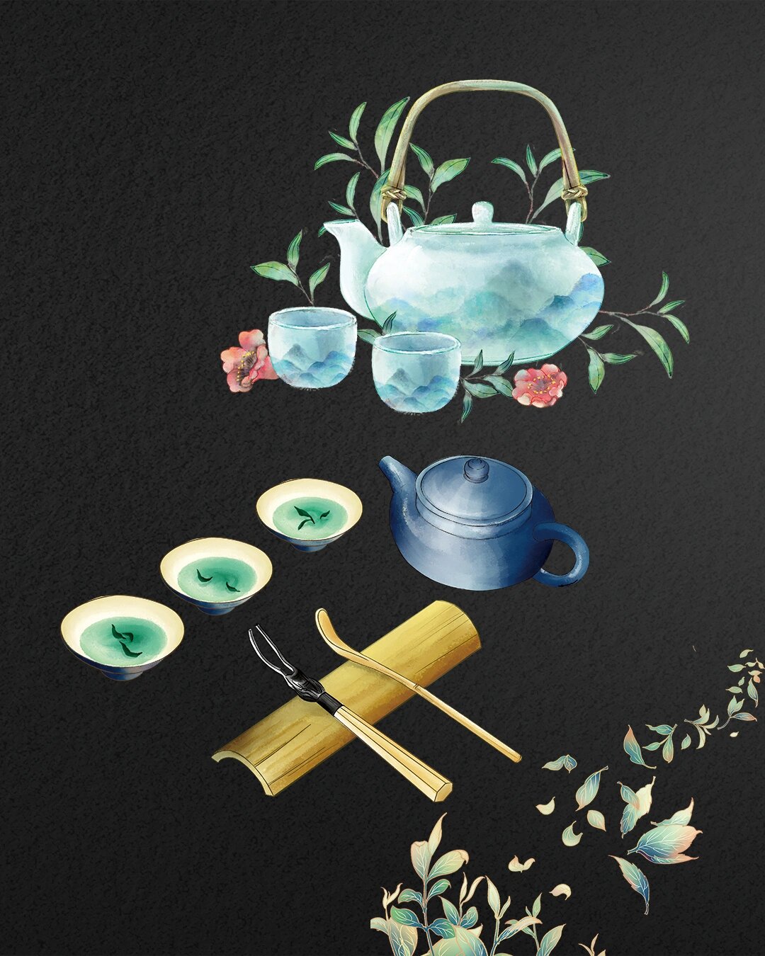 24695国潮茶免扣素材分享  今日分享茶杯茶壶免扣素材 都是可编辑